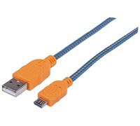 Manhattan 394024 1 m USB à Micro USB B Bleu, Orange Câble USB