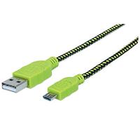 Manhattan 394062 câble USB 1 m USB A Micro-USB B Noir, Vert - Câbles USB (1 m, USB A, Micro-USB B, 2.0, Male connector / Male connector, Noir, Vert)