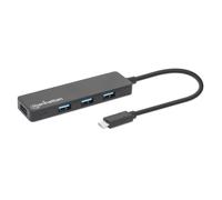 Manhattan Hub USB 4 ports – USB-C, USB 3.2 Gen 1 – Plug & Play – Noir