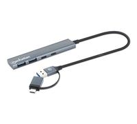 Manhattan Hub USB 181075 – 2x USB-A + 2x USB-C, USB 3.0 5 Gbit/s, aluminium, gris sidéral