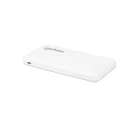 Manhattan 406277 Batterie Externe LiPo 10000mAh Blanc - 2x USB-A 2.1A/1A - Entrée Micro-USB/USB-C - 5V 2A - Protections Multiples - 67x136x15mm