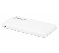 Manhattan Batterie Externe 10 000 mAh - Sortie : 2 x USB-A (2,1 A et 1 A) - Entrée : USB-C & Micro-USB (Both 2A) White One Year Warranty Blister