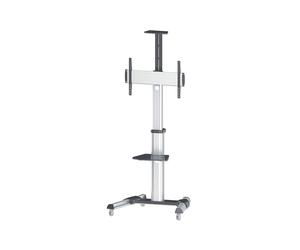 Manhattan 461245 Support Sol pour Écran Plat 37"-70" (94-177.8cm) VESA 200x200-600x400mm, Charge 50kg, Inclinaison -12°/+5°, Noir/Argent