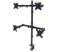 Support de bureau pour 4 écrans LCD Manhattan - Acier noir - Taille d'écran : 13"-32" Noir