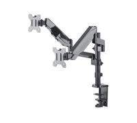 Manhattan Support de bureau double pour TV/moniteurs (bras à vérin gaz à Bras articulé), écrans 10" à 27", fixation à l'arrière par pince ou passe-câble, Compatibilité VESA : 75x75 et 100x100 mm (véri