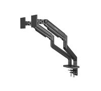 Manhattan 462587 Support Bureau Double Écran 17"-45" (40kg max) VESA 75x75/100x100 Aluminium Noir Fixation Collier/Passe-fil Inclinaison/Pivot/Rotation