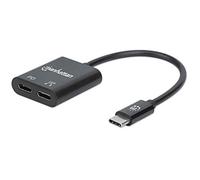 Manhattan Adaptateur Audio USB-C vers USB-C et USB-C (Alimentation Incluse), Noir, 480 Mbit/s (USB 2.0), câble de 11 cm, avec Alimentation vers Port USB-C (60 W), Garantie 3 Ans, boîte de Vente au