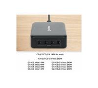 Manhattan - Adaptateur secteur - GaN - CA 100-240 V - 240 Watt - connecteurs de sortie : 4 - noir