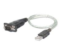 Manhattan Adaptateur USB 1.1 205146 – USB A mâle ↔ SUB‑D 9 pôles mâle – 45 cm gris, contacts dorés