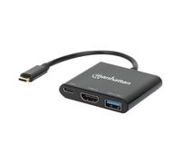 Manhattan Adaptateur USB-C vers HDMI 3 en 1, Adaptateur HDMI avec Alimentation