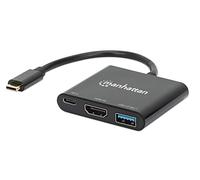 Manhattan Adaptateur USB-C vers HDMI 3 en 1, Adaptateur HDMI avec Alimentation