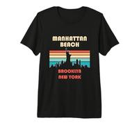 Manhattan Beach Brooklyn New York Rétro Vintage T-Shirt Haut de Gamme