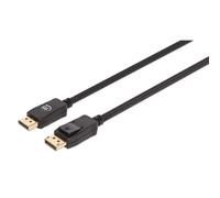 MANHATTAN Câble DisplayPort 1.4 8K@60Hz DisplayPort mâle vers DisplayPort mâle, 1 m, supporte 4K@120Hz, HDR, contacts dorés, ergot d'arrêt et gaine tressée, noir (353595)