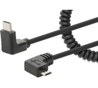 MANHATTAN Câble spiralé USB-C vers Micro-USB Câble de charge USB type C mâle vers type Micro-B mâle, 1 m, design sans nœuds ni rayures, connecteur coudé, pas de transfert de données, noir (356244)
