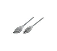 Manhattan Câble USB 340458 – USB A vers B 2.0 Hi-Speed, 3 m, argent translucide