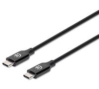 Manhattan Câble USB C mâle vers USB-C mâle 5 m SuperSpeed+ USB 10 Gbit/s 60 W/3 A Connecteurs plaqués or Idéal pour station d'accueil Noir