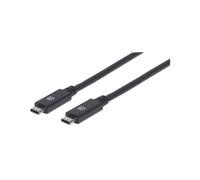 Manhattan Câble USB-C vers USB-C 3.2 Gen 2 (3.1 Gen 2) 1m Noir - 10 Gbit/s, Contacts Nickel, Blindage Magnétique, PVC, Référence 355223