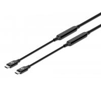 Manhattan Câble USB-C vers USB-C actif, 3 m, mâle à mâle, 10 Gbit/s (USB 3.2 Gen 2 / USB 3.1), 3 A (charge rapide), noir, garantie à vie