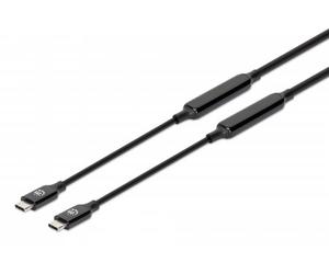 Manhattan Câble USB-C vers USB-C actif, 3 m, mâle à mâle, 10 Gbit/s (USB 3.2 Gen 2 / USB 3.1), 3 A (charge rapide), noir, garantie à vie