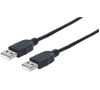 Manhattan Câble USB USB 2.0 USB-A mâle, USB-A mâle 1.00 m noir feuille de blindage, certifié UL, con