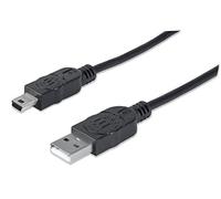 Manhattan Câble USB Câble de Connexion Connecteur mâle A/Mini connecteur mâle B 1,8 m Schwarz Noir