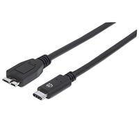 Manhattan Câble USB Fiche mâle USB C 3.1 Gen2/fiche mâle Micro B 1 m Schwarz Noir