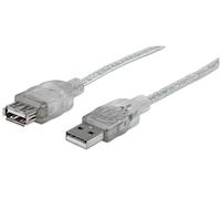 Manhattan Câble USB Rallonge Connecteur mâle A/connecteur mâle A 4,5 m Silber klar/Silber