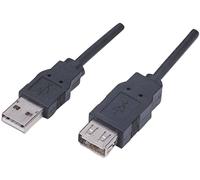 Manhattan Câble USB USB 2.0 USB-A mâle, USB-A femelle 1.80 m noir contacts dorés, certifié UL 338653-CG