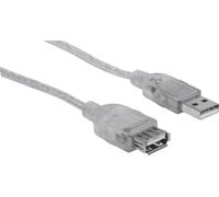 Manhattan Câble USB USB 2.0 USB-A mâle, USB-A femelle 4.50 m argent 340502