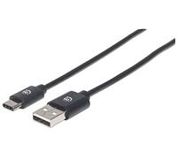 Manhattan Câble USB USB 2.0 USB-A mâle, USB-C mâle 3.00 m Noir 354936