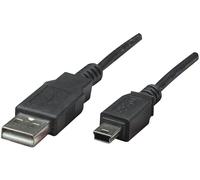 Manhattan Câble USB USB 2.0 USB-A mâle, USB-Mini-B mâle 1.80 m noir contacts dorés, certifié UL 333375-CG