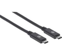 Manhattan Câble USB USB 3.2 Gen1 (USB 3.0) USB-C® mâle, USB-C® mâle 1.00 m noir connecteur utilisable des deux cotés 355223