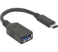 Manhattan 355285 Super Speed USB C Câble de Connexion, certifié If (USB 3.1, gen1, Type C mâle - Prise Type A Femelle 5 Gbit/s) 15 cm Noir