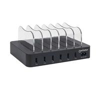 Manhattan Charging Station, 6x USB-A Ports, Outputs: 6x 2.4A, Smart IC, LED Indicator Lights, Black, Three Year Warranty, Box - Station de charge -