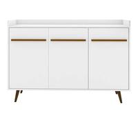 Manhattan Comfort Bradley Mid Century Modern Dining Room 4 Shelves Buffet Stand Cabinet, 53.54", White