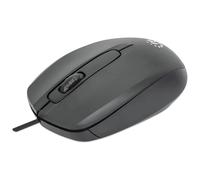 Manhattan Comfort II USB Wired Mouse, Black, 1000dpi, USB-A, Optical, Ambidextrous, Portable/Compact, Three Button with Scroll Wheel, Three Year Warranty, Retail Box - Souris - droitiers et gauchers -