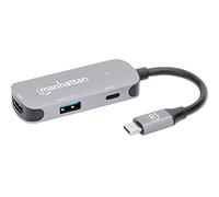 Manhattan Convertisseur d'accueil USB-C vers HDMI 3 en 1 avec Alimentation électrique