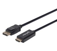 Manhattan DisplayPort 1.1 to HDMI Cable, 1080p@60Hz, 1m, Male to Male, DP With Latch, Black, Not Bi-Directional, Three Year Warranty, Polybag - Câble adaptateur - DisplayPort mâle verrouillé pour HDMI