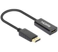 Manhattan DisplayPort 1.2 to HDMI Active Adapter, 4K@60Hz, 15cm, Male to Female, DP With Latch, Black, Not Bi-Directional, Three Year Warranty, Polybag - Adaptateur vidéo - DisplayPort mâle pour HDMI