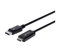 Manhattan DisplayPort 1.2 to HDMI Cable, 4K@60Hz, 1.8m, Male to Male, DP With Latch, Black, Not Bi-Directional, Three Year Warranty, Polybag - Câble adaptateur - DisplayPort mâle verrouillé pour HDMI 