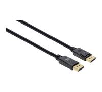 Manhattan DisplayPort 1.4 Cable, 8K@60hz, 2m, PVC Cable, Male to Male, With Latches, Fully Shielded, Black, Lifetime Warranty, Polybag - Câble DisplayPort - DisplayPort (M) pour DisplayPort (M) - Disp