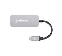 Manhattan Dock/hub USB-C, 3 ports : HDMI, USB-A, USB-C, avec Power Delivery (PD) 100 W - nécessite un chargeur USB-C externe (non inclus). Alimenté par USB (aucune alimentation externe requise) lorsqu
