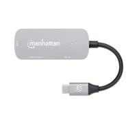 Manhattan Dock/hub USB-C, 3 ports : HDMI, USB-A, USB-C, avec Power Delivery (PD) 100 W - nécessite un chargeur USB-C externe (non inclus). Alimenté par USB (aucune alimentation externe requise) lorsqu