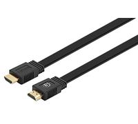 Manhattan HDMI Câble de raccordement Fiche mâle HDMI-A, Fiche mâle HDMI-A 10.00 m noir 355643 blindage double, plat, modèle plat, HDMI High Speed avec Ethernet