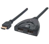 Manhattan 207416 2 ports Switch HDMI affichage LED, Lecture 3D possible, contacts dorés 1080 pixels