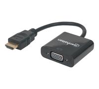 Manhattan HDMI to VGA Converter cable, 1080p, 30cm, Male to Female, Micro-USB Power Input Port for additional power if needed, Black, Three Year Warranty, Polybag - Adaptateur vidéo - HDMI mâle...