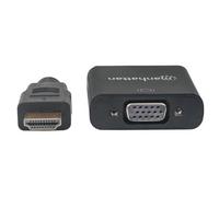 Manhattan HDMI to VGA Converter cable, 1080p, 30cm, Male to Female, Micro-USB Power Input Port for additional power if needed, Black, Three Year Warranty, Polybag - Adaptateur vidéo - HDMI mâle pour H