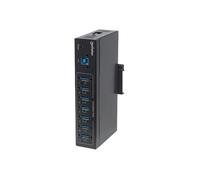 Manhattan Concentrateur USB industriel 7 ports USB 3.0 SuperSpeed - 5 Gbps, 20 kV ESD, boîtier métal