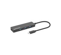 Manhattan Hub USB 3.2 Gen 1 Type-C vers 4x USB 3.2 Gen 1 Type-A, 5 Gbit/s, ABS Noir, Alimentation USB, Windows/macOS/Linux, Ref 164924