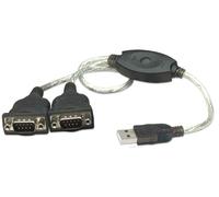 Manhattan série, USB 1.1 Câble de raccordement [2x SUB-D mâle 9 pôles - 1x USB 2.0 type A mâle] 0.45 m noir, argent